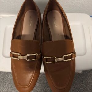 Aldo Women's Tan Loafers with Gold Accent